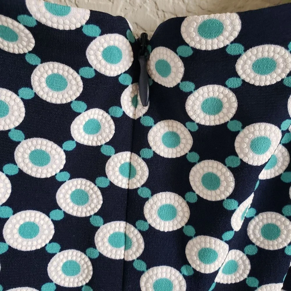 Liz Claiborne Woman Size 6 Fit and Flare dress with leather belt Geometric Print